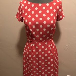 Lauren Conrad Coral and White Polka Dot Dress Sz4